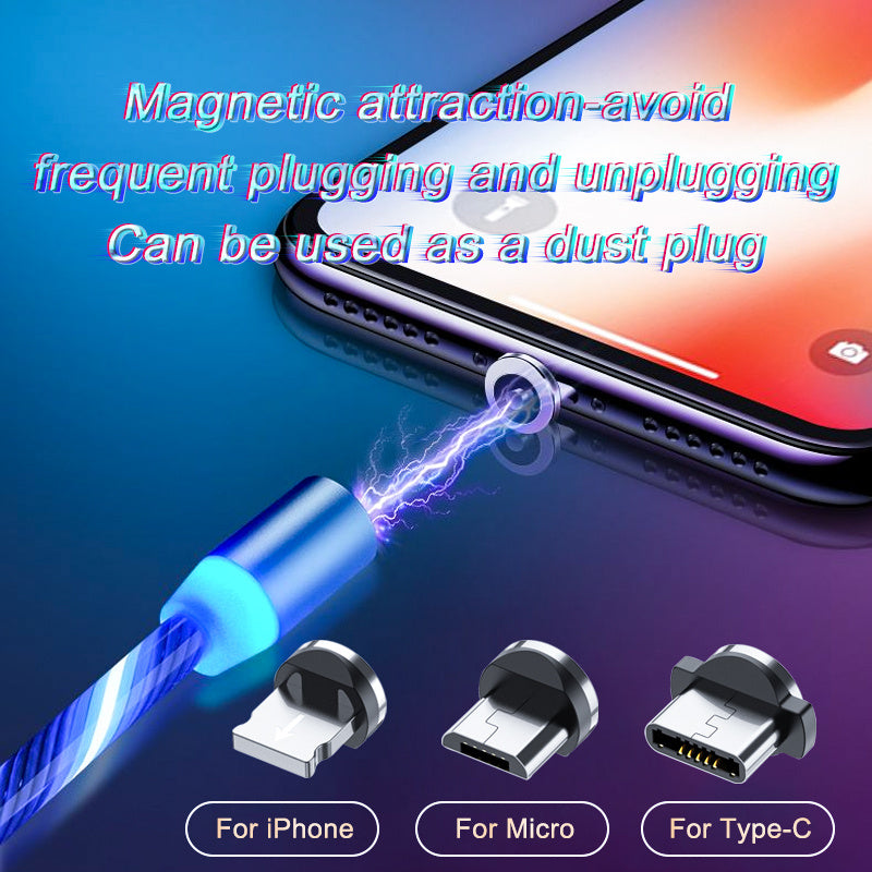 Magnetic 3-in-1 Charging Cable with LED – USB-A to USB-C / Micro-USB / Lightning (1 m / 2 m)