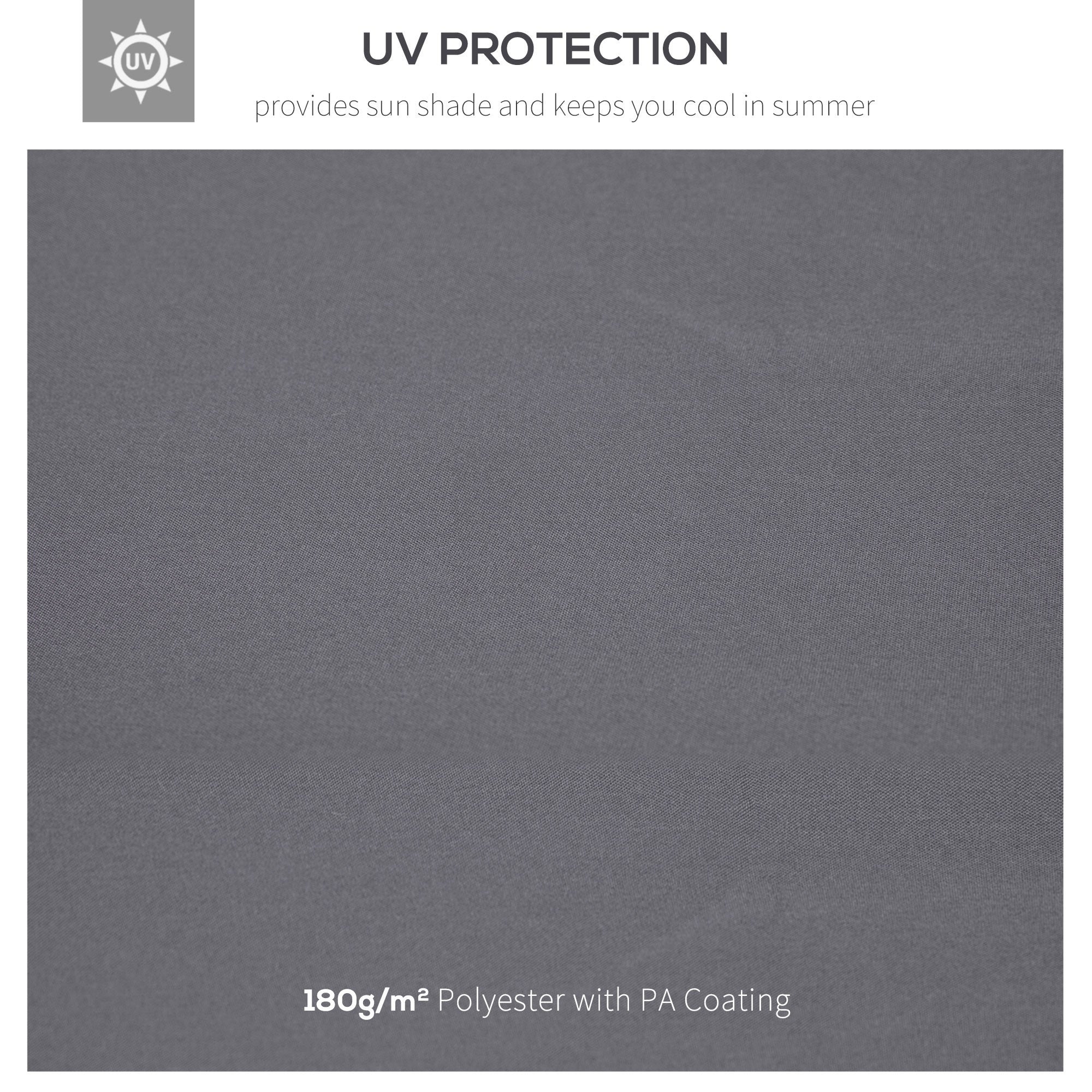 Coocosh Polyester Fabric with PA Coating, featuring UV protection to keep you cool in summer, 180g/m², in a versatile gray color, presented in a close-up view for detail.