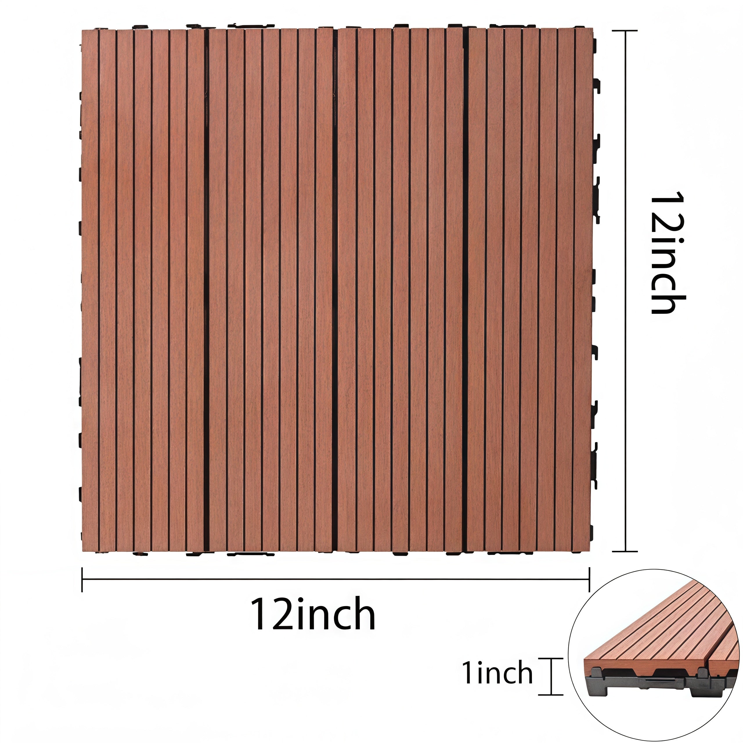 Wood Plastic Composite Deck Tiles Set Of 20 — Mahogany (12 x 12 x 1 in)