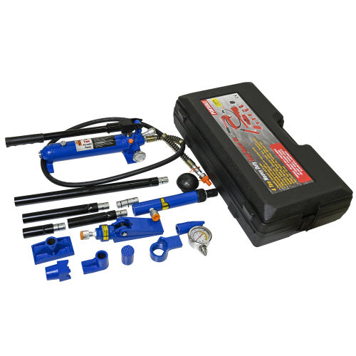 4 Ton (8800 lbs) Porta Power Hydraulic Ram Body & Frame Repair Kit, 17-Pc with Case - Black/Blue