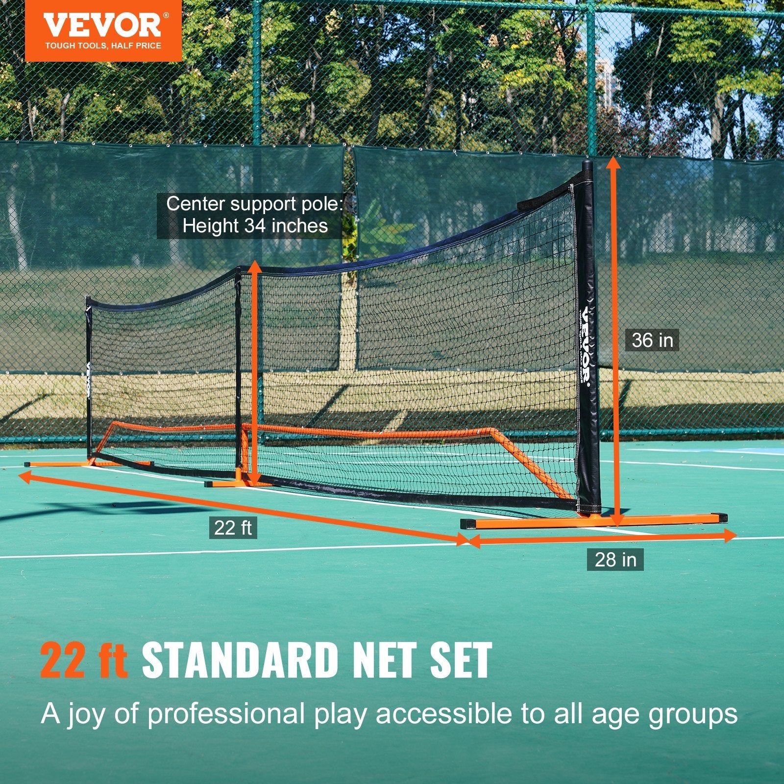 VEVOR Pickleball Net Set, 22FT Regulation Portable System with Paddles & Balls