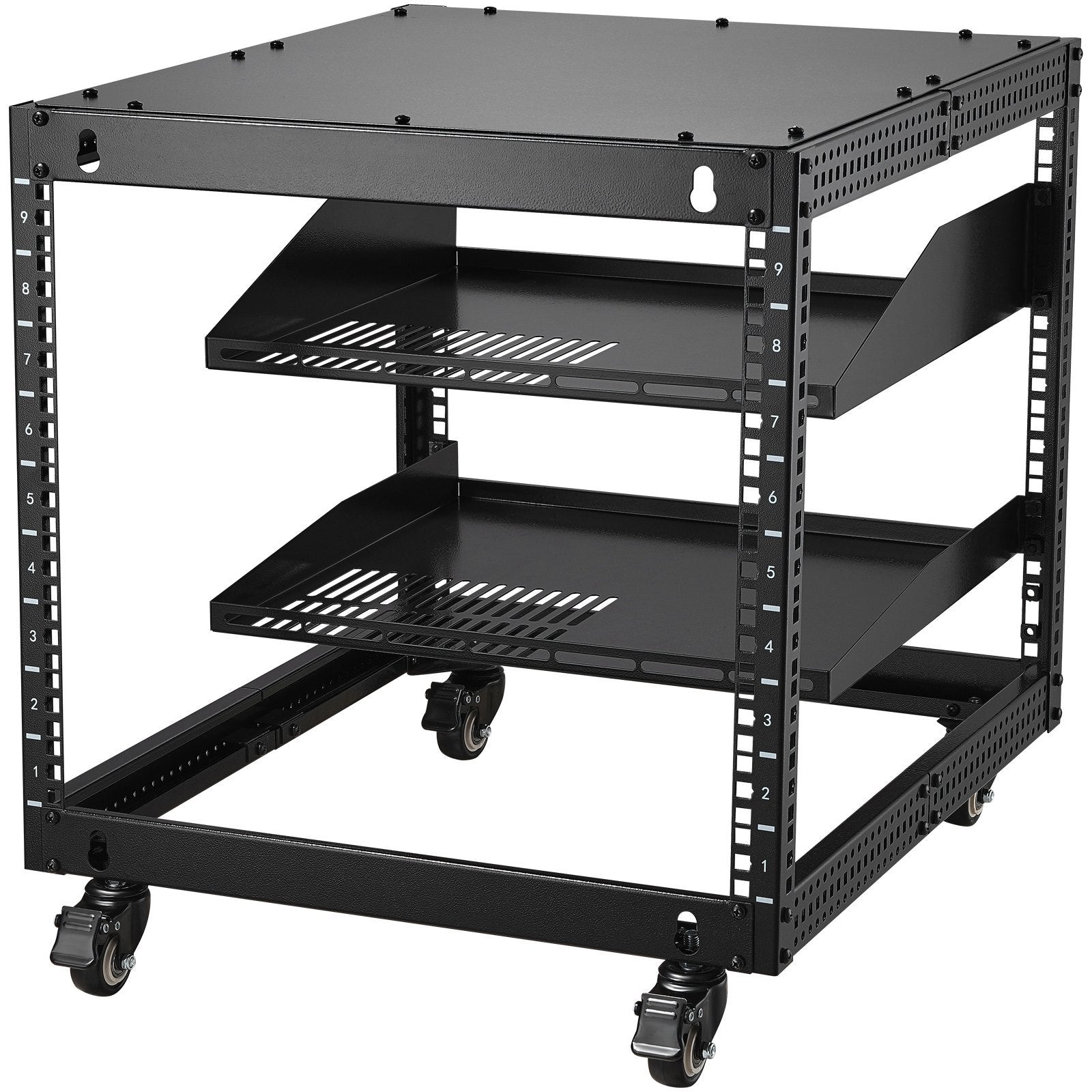 VEVOR 9U 4-Post Open Frame Server Rack Network Enclosure - Adjustable Depth