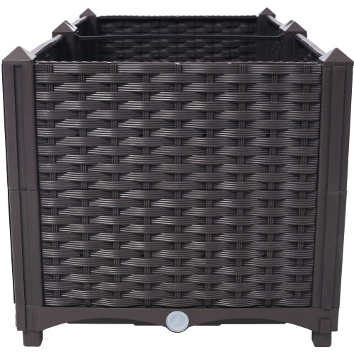 Deep Raised Garden Bed Plastic Planter Boxes For Vegetables Flowers Herbs And Succulents, Self-Watering Planter Box Raised Bed, 31.5" L x 15.7" D x 14.7" H