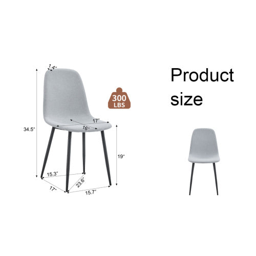 Comfortable Linen-Cotton Dining Chair Set — 6 Pieces, Light Gray