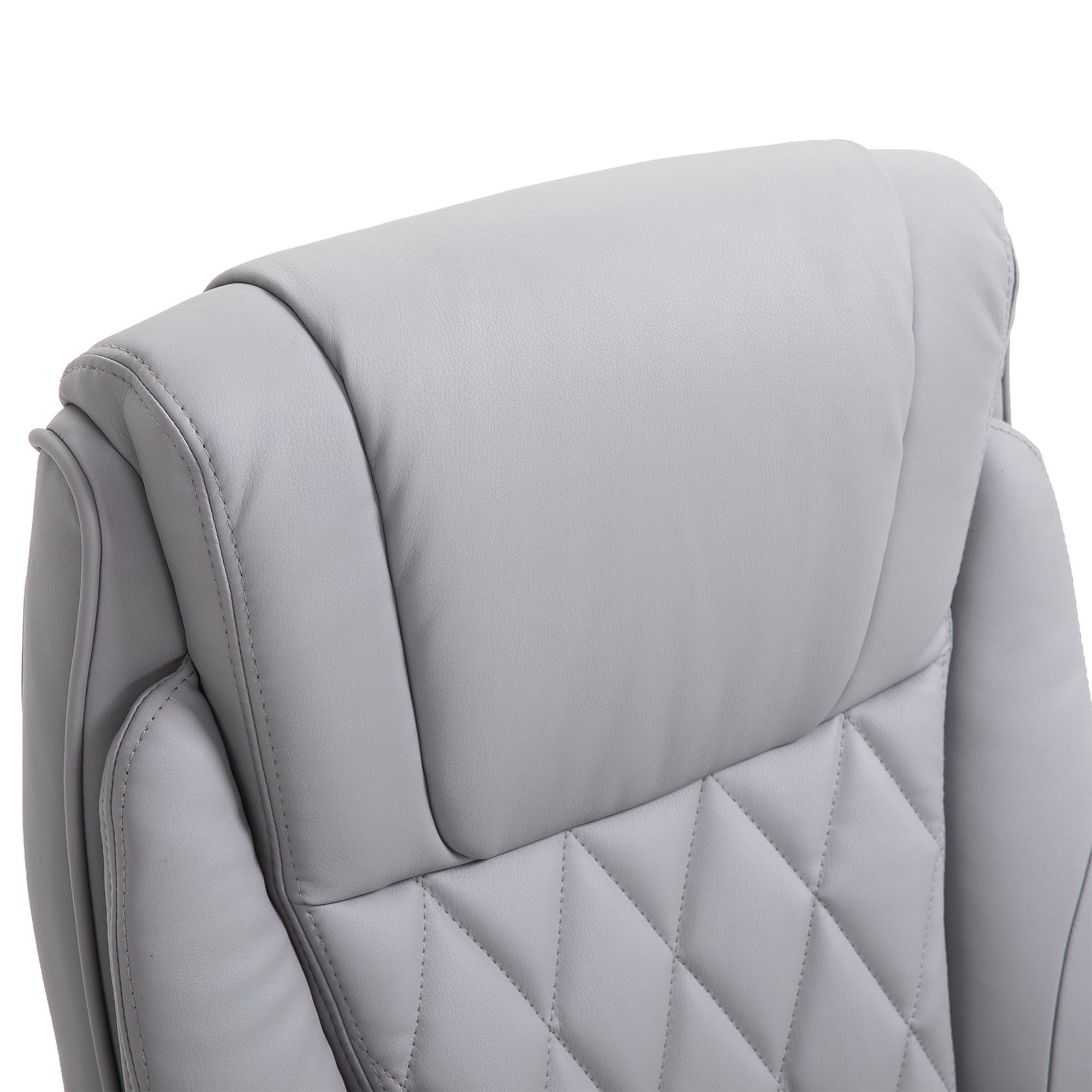 Coocosh's adjustable rocker chair in gray faux leather, featuring flip-up armrests, ideal for enhancing productivity in a home office environment.