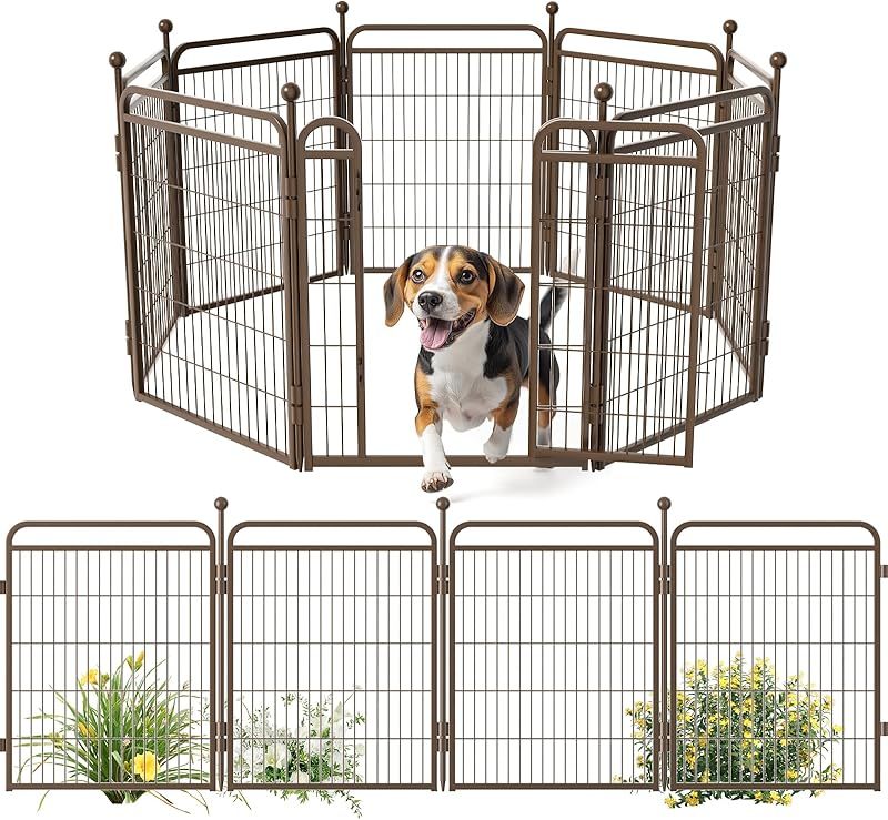 Gardner Pet Dog Fence — Foldable Indoor & Outdoor Playpen for Small & Medium Dogs with Gravity Automatic Lock