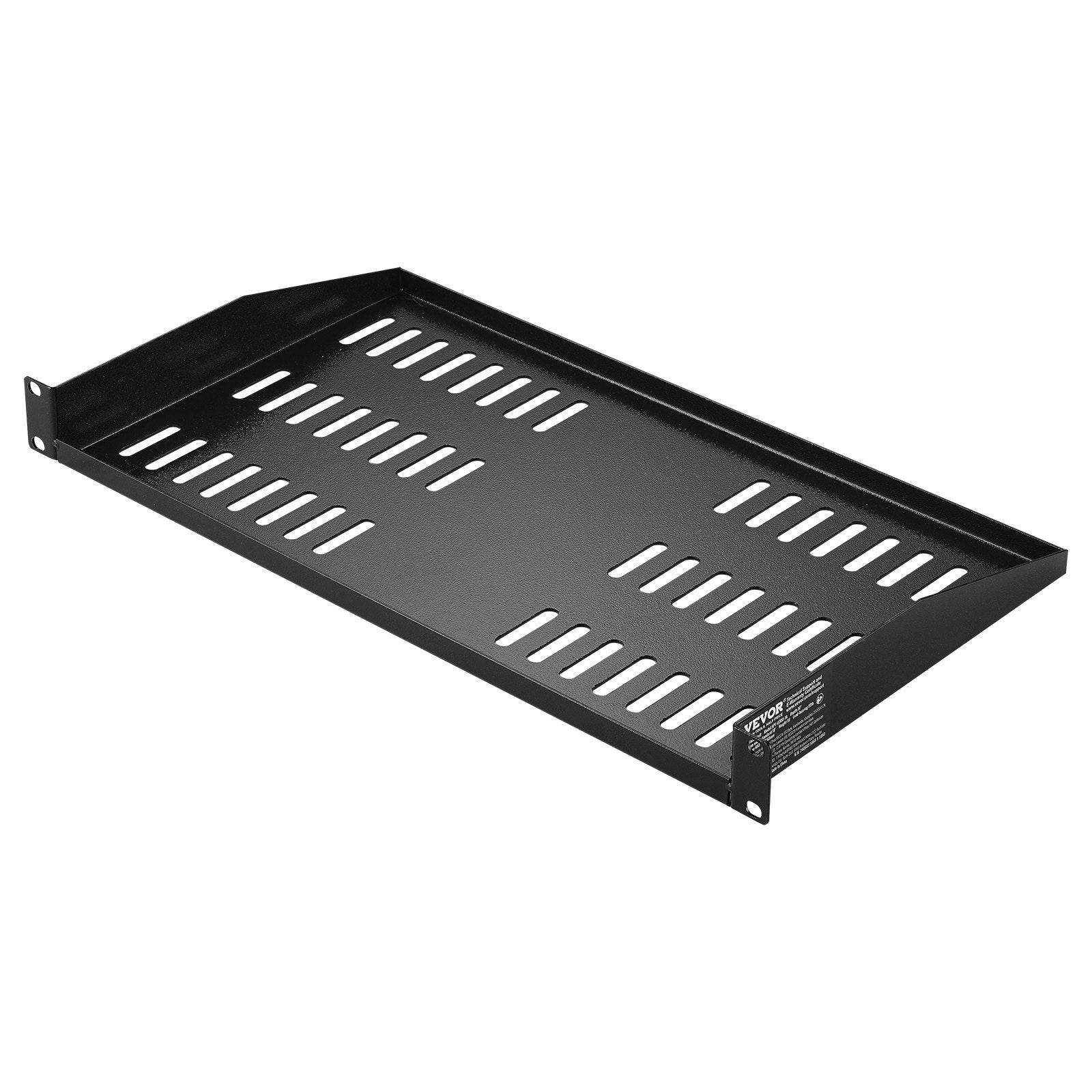 VEVOR 2PCS 1U Vented Server Rack Shelf Tray (19" 10" Depth) - Black