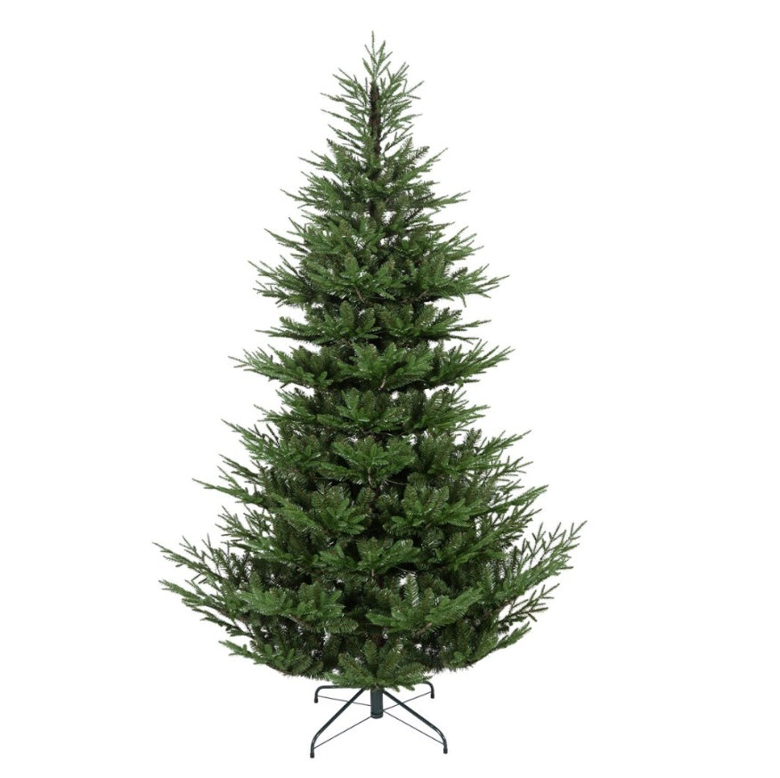 fulian 9ft PE/PVC Hybrid Artificial Christmas Tree - Green, Folding, Metal Base Included