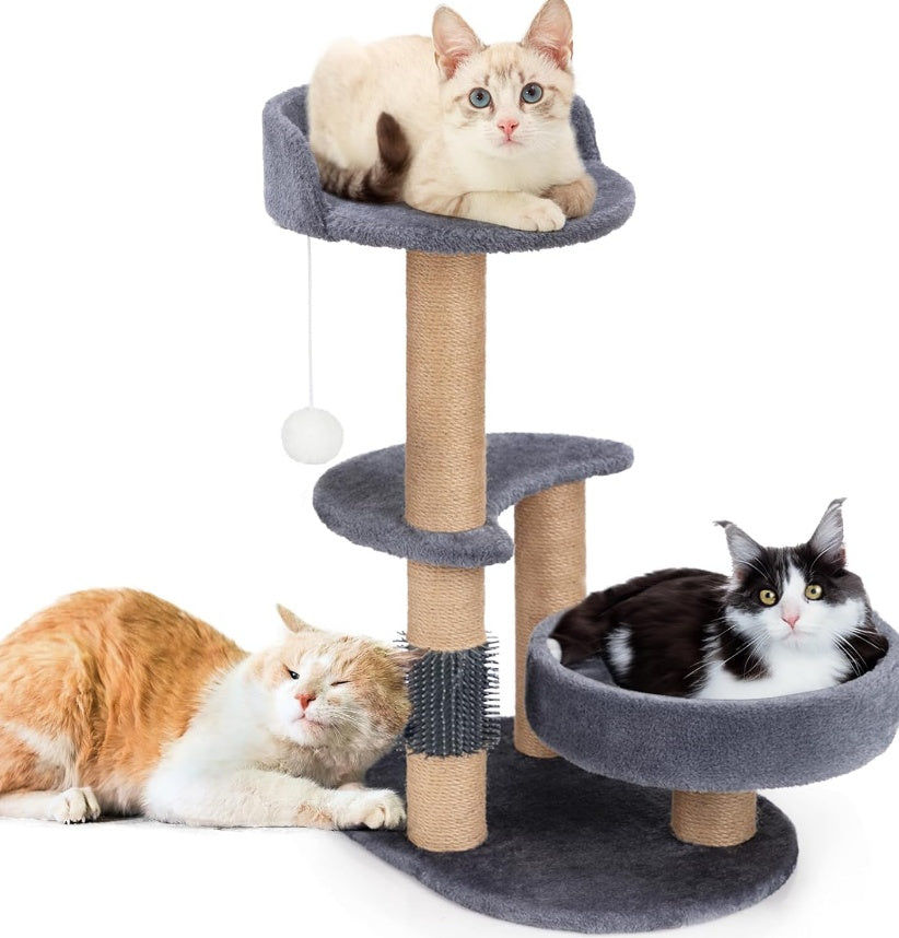 Luxury Cat Tree With Scratching Posts - Easy To Assemble, Wooden Fiber Structure, Suitable For Cats