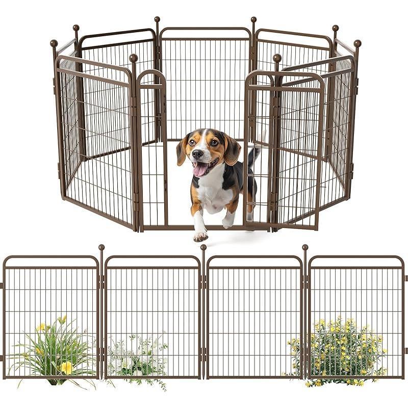 Gardner Pet Dog Fence — Foldable Indoor & Outdoor Playpen for Small & Medium Dogs with Gravity Automatic Lock