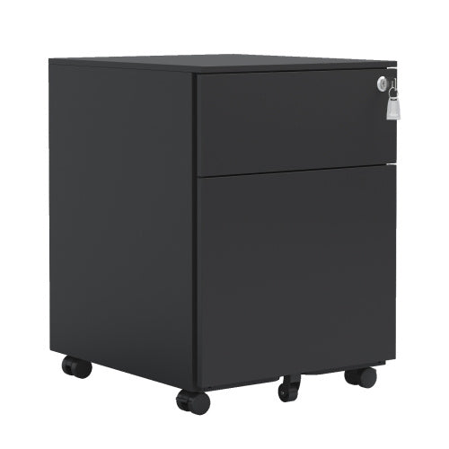 CYDD 2-Drawer Mobile Steel File Cabinet with Lock — Fits Letter/A4/Legal, Black