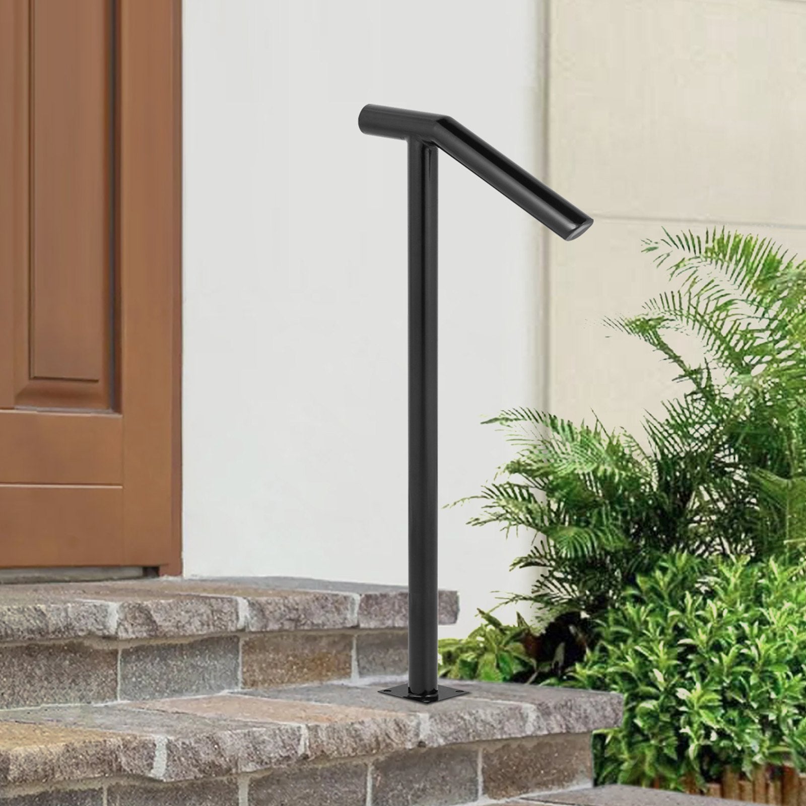 VEVOR Single-Post Outdoor Steel Handrail — Black, 441 lb Capacity