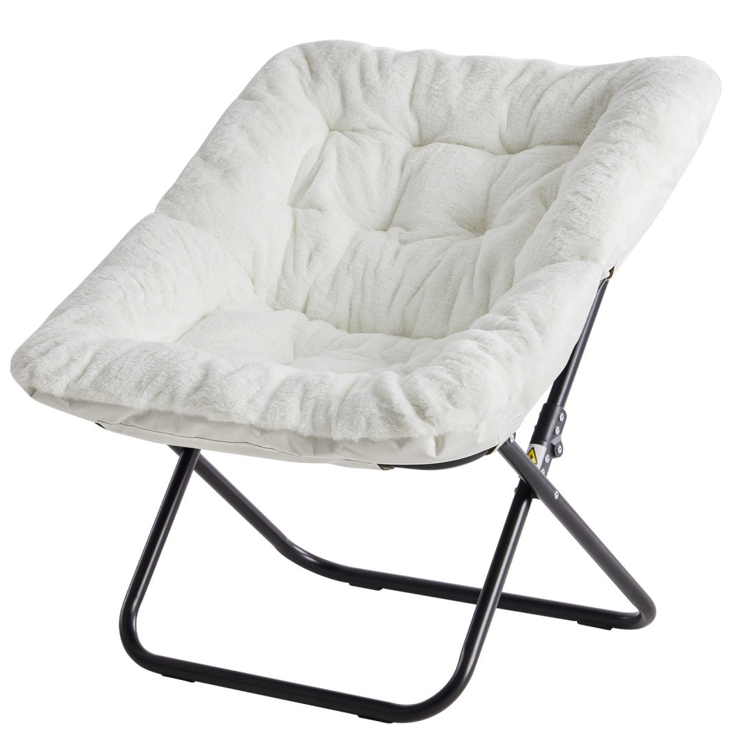 Comfy Faux Fur Folding Lounge Chair for Adults – Large Foldable