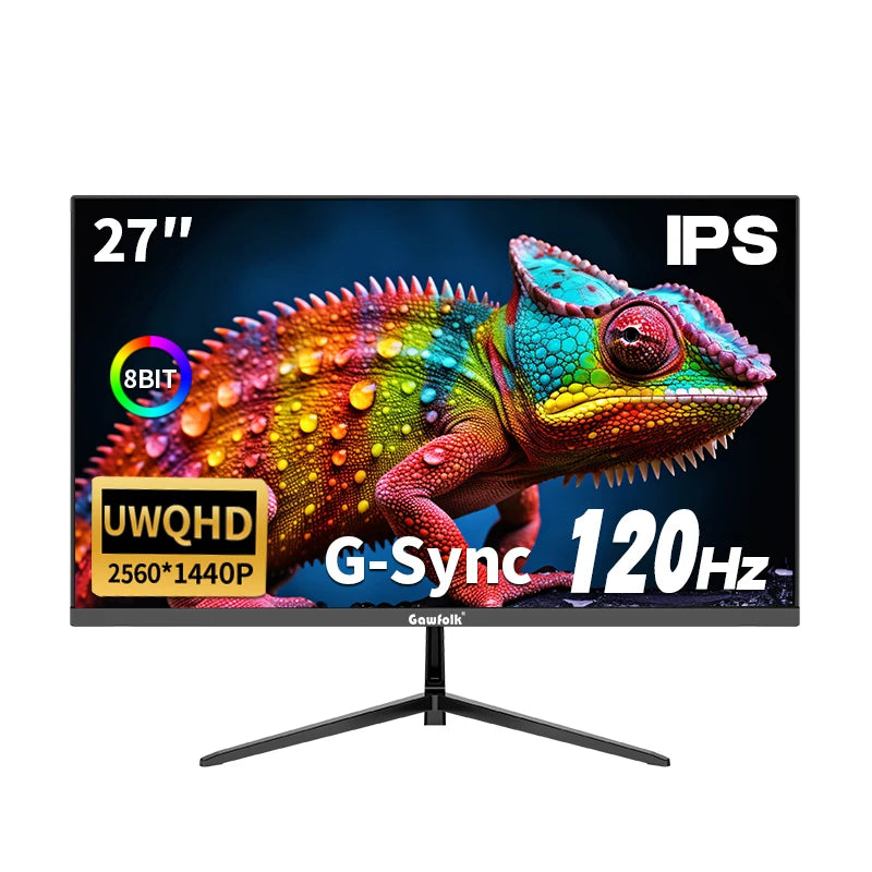Coocosh 27-inch UWQHD gaming monitor showcases breathtaking color vibrancy and breathtaking visuals, featuring a 120Hz refresh rate and G-Sync technology, ensuring immersive gameplay and lifelike graphics from any angle.
