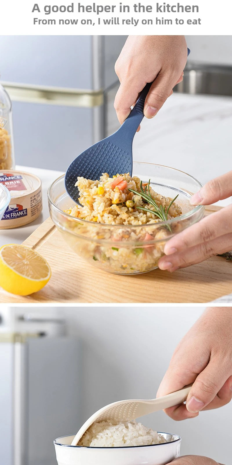 Coocosh silicone rice spoon, designed for effortless serving with its heat-resistant, non-stick surface and ergonomic grip, seamlessly enhancing your culinary experience while expertly elevating the aesthetic of your kitchen.