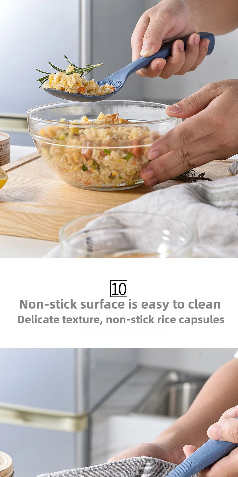 Coocosh premium silicone rice spoon, elegantly crafted for effortless serving and precise portioning. Featuring a heat-resistant, non-stick design and ergonomic grip, it transforms cooking experiences into seamless culinary artistry, enhancing any kitchen setting.