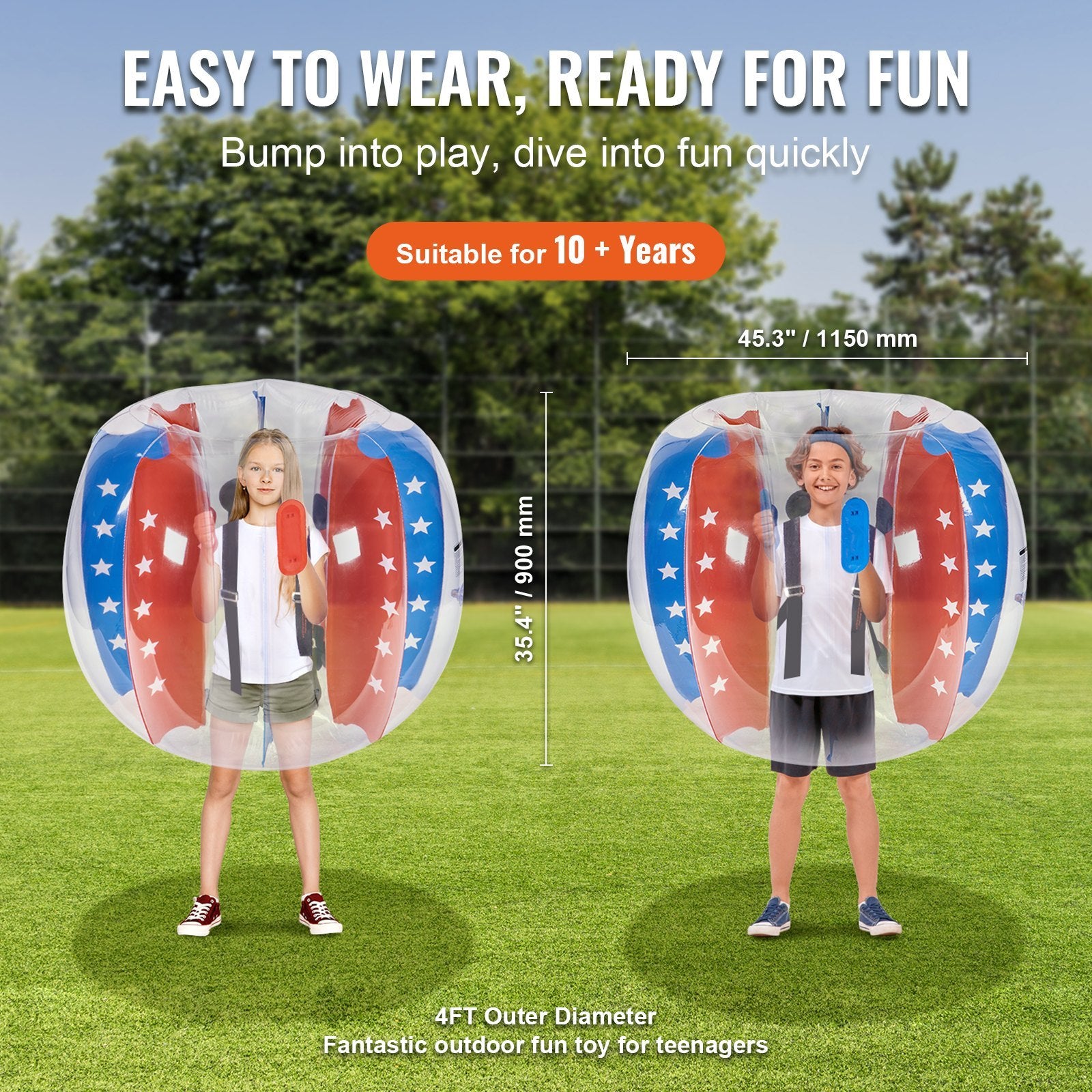VEVOR Inflatable Bumper Balls 2-Pack 4FT 1.2M PVC Sumo Zorb Balls For Kid & Teen
