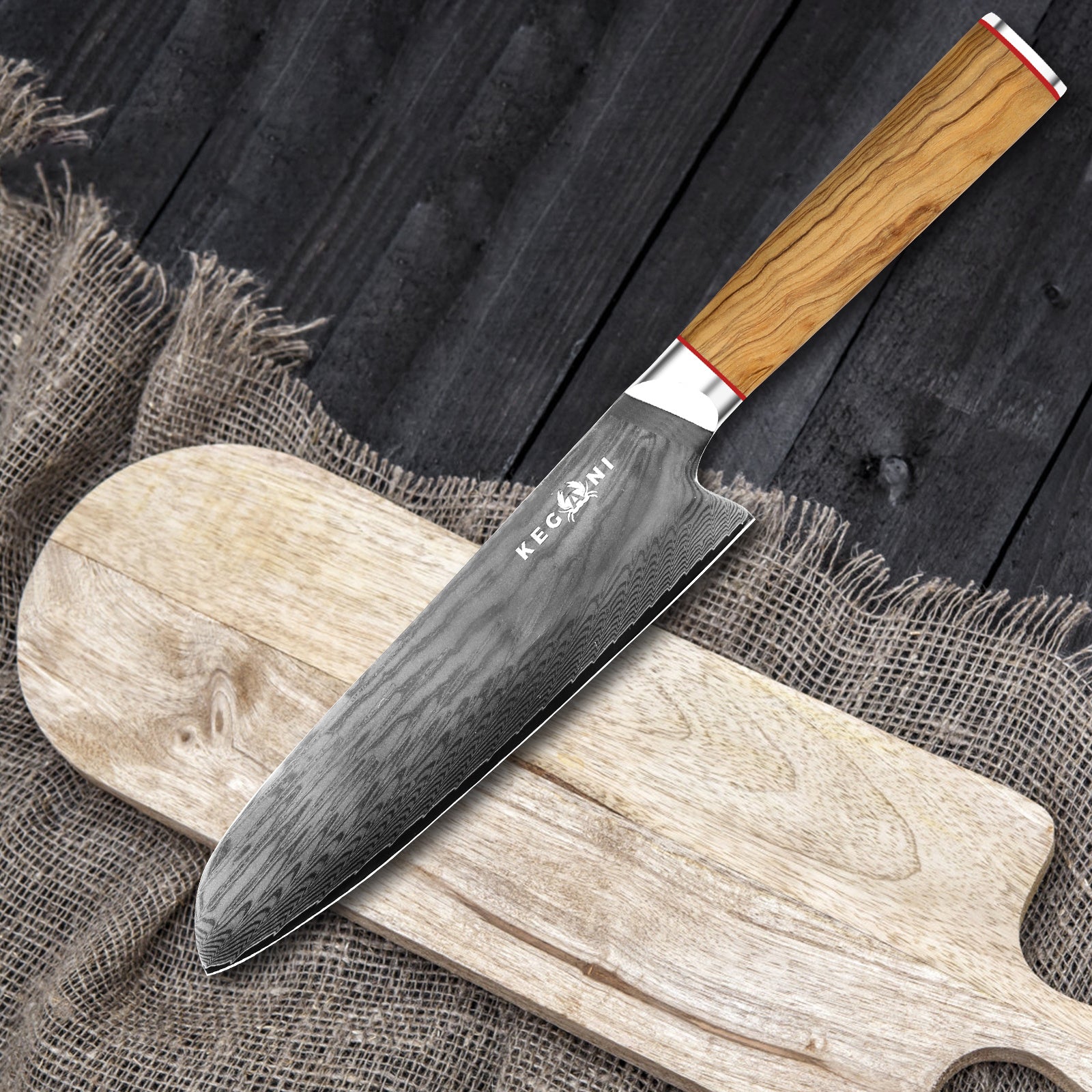 Kegani Kiritsuke Knife - 8 Inch Professional Japanese Chef's Knife, 67 Layers AUS-10 Damascus Steel - D-Shaped Wood Handle