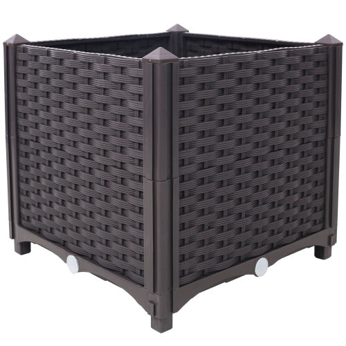 Deep Raised Garden Bed Plastic Planter Boxes For Vegetables Flowers Herbs And Succulents,Self-Watering Planter Box Raised Bed To Grow Flowers, Herbs & Vegetables, 15.7 L X 15.7 D X 14.7 H