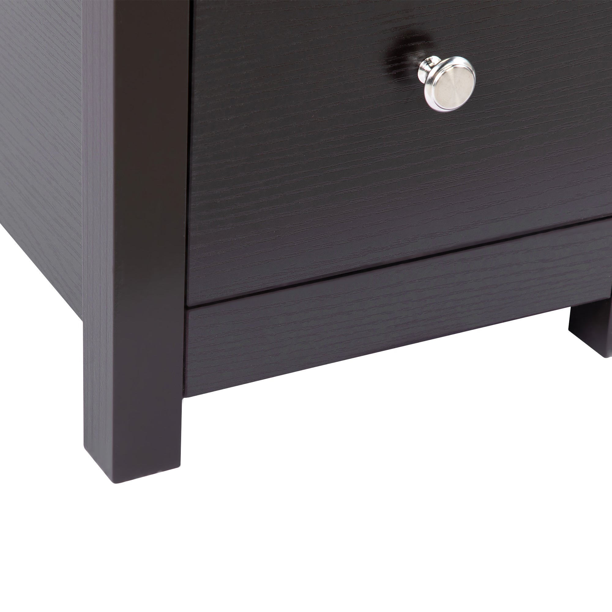 Transitional Nightstand W USB Charging Station,2-Drawer Storage Cabinet Espresso