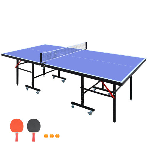CYDD 8ft Mid-Size Foldable Table Tennis Table Set – Indoor Ping Pong Table with Net, 2 Paddles & 3 Balls