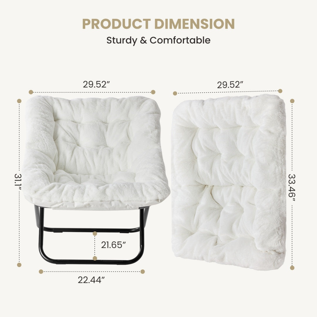 Comfy Faux Fur Folding Lounge Chair for Adults – Large Foldable