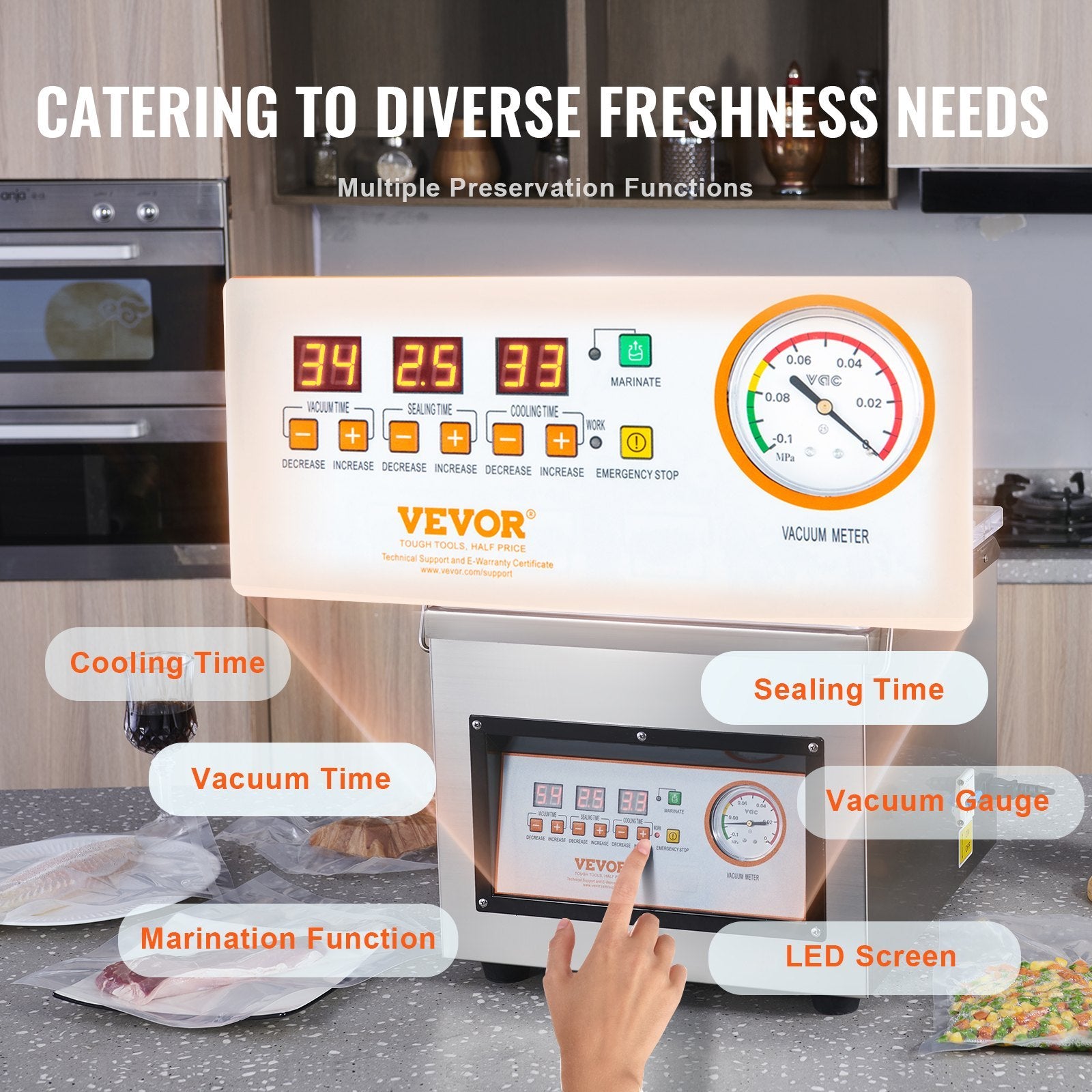 VEVOR Chamber Vacuum Sealer DZ-260C, 110V Packaging Machine Sealer for Food Saver (Home & Commercial)