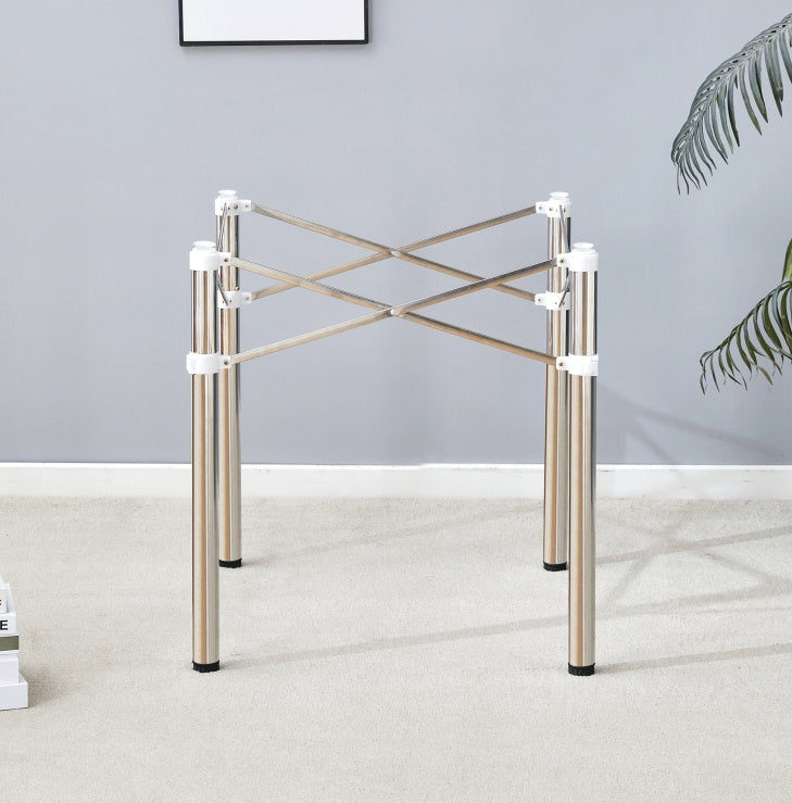 Table Legs Only - Minimalist Silver Stainless Steel Folding Table Frame - Versatile, Space-saving. Folding Table Stand In Silver Stainless Steel