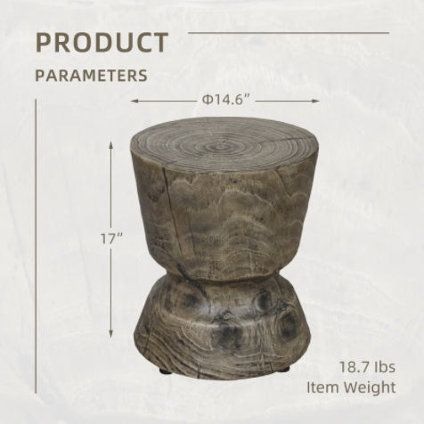 yoonyo 14.6 x 17 in Wood Grain Decorative Side Table