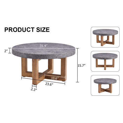 Modern Gray Texture MDF Round Coffee Table - 31.4" Diameter