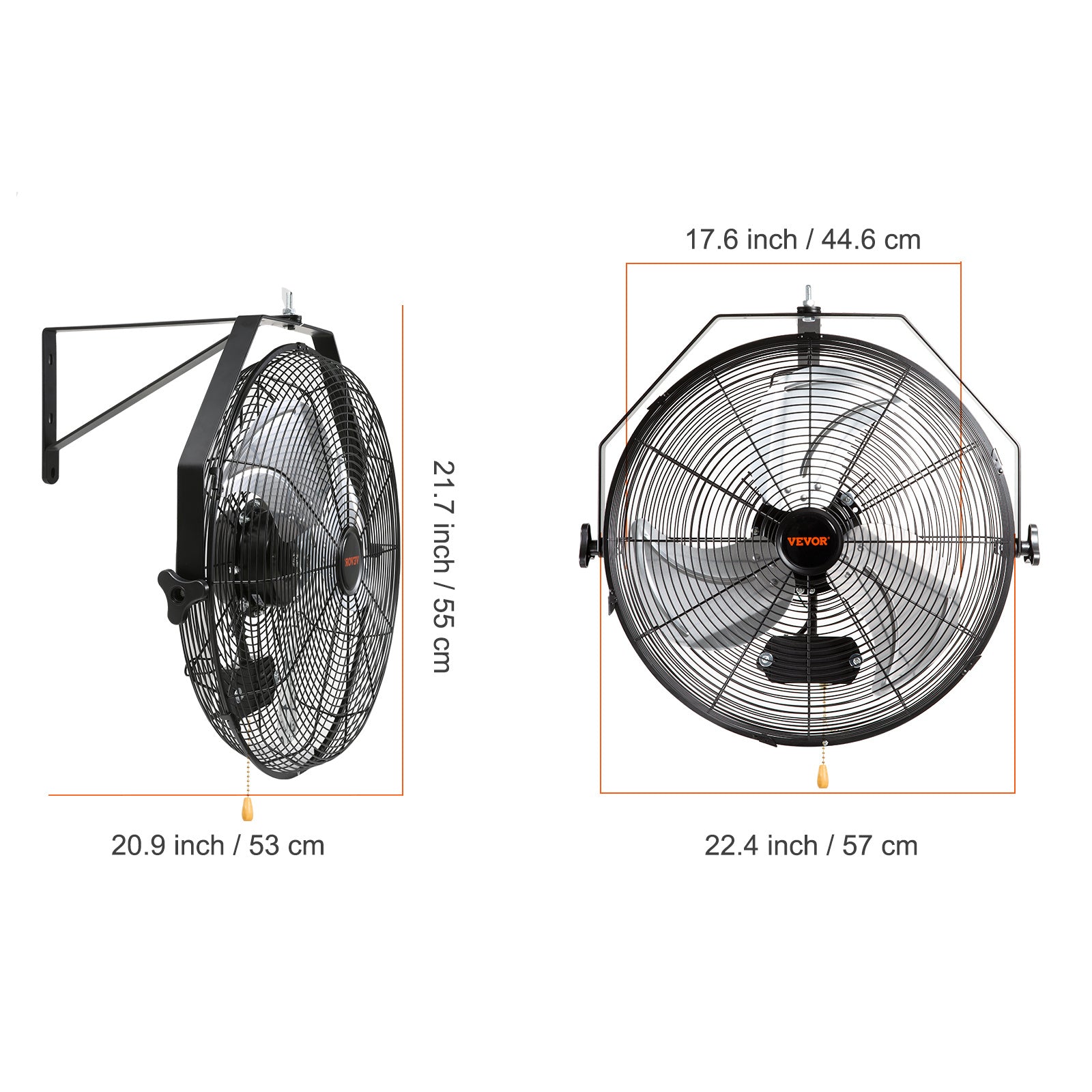 VEVOR Wall Mount Fan, 18 Inch — 3-Speed High Velocity, 4150 CFM, Waterproof, ETL Listed