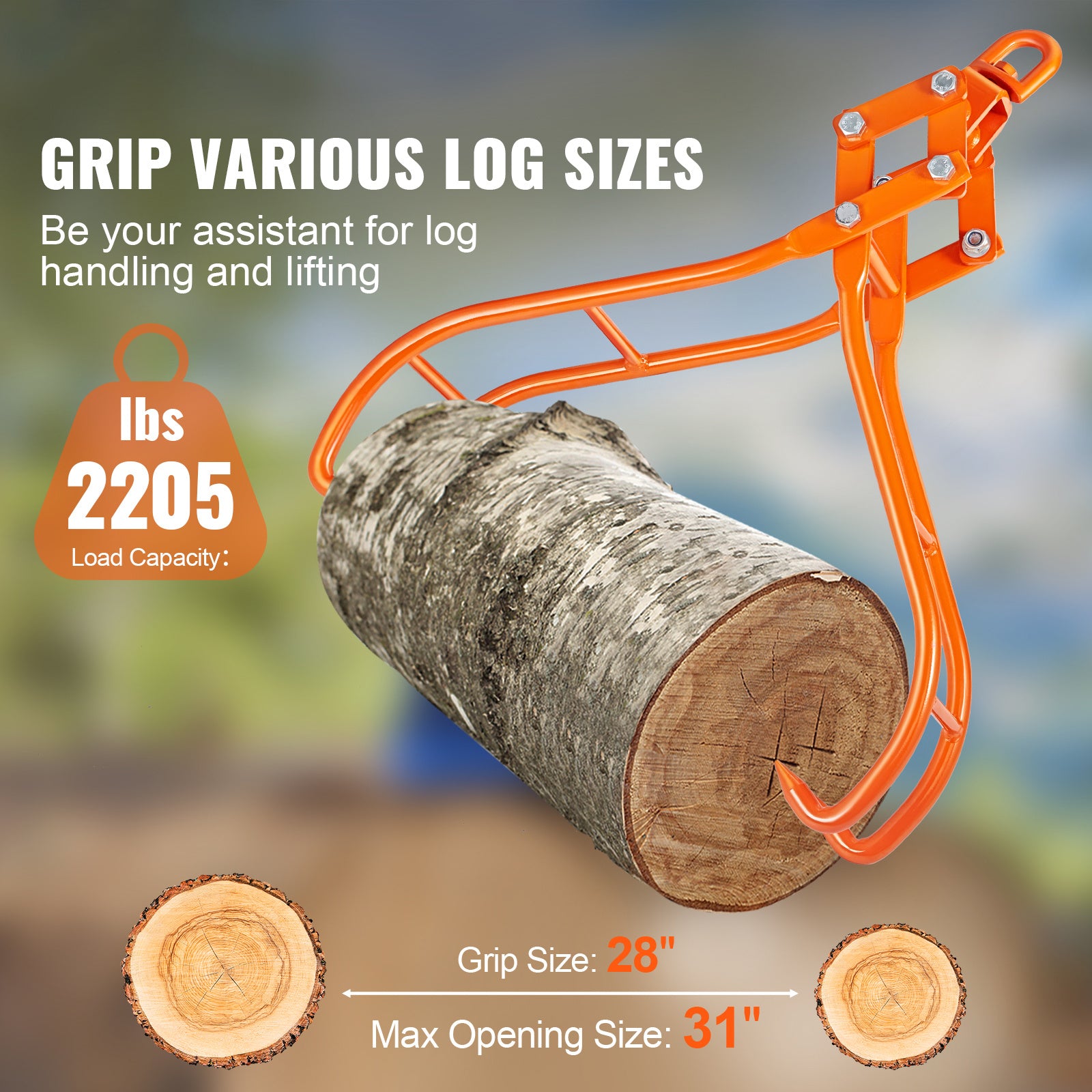 VEVOR 28in Timber Claw Hook — 2205 lb Log Grapple (L4S28)