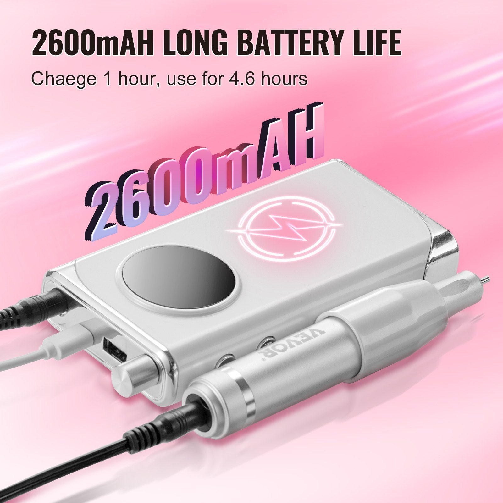 VEVOR Electric Rechargeable Nail Drill - 40,000RPM Cordless E-File with LCD