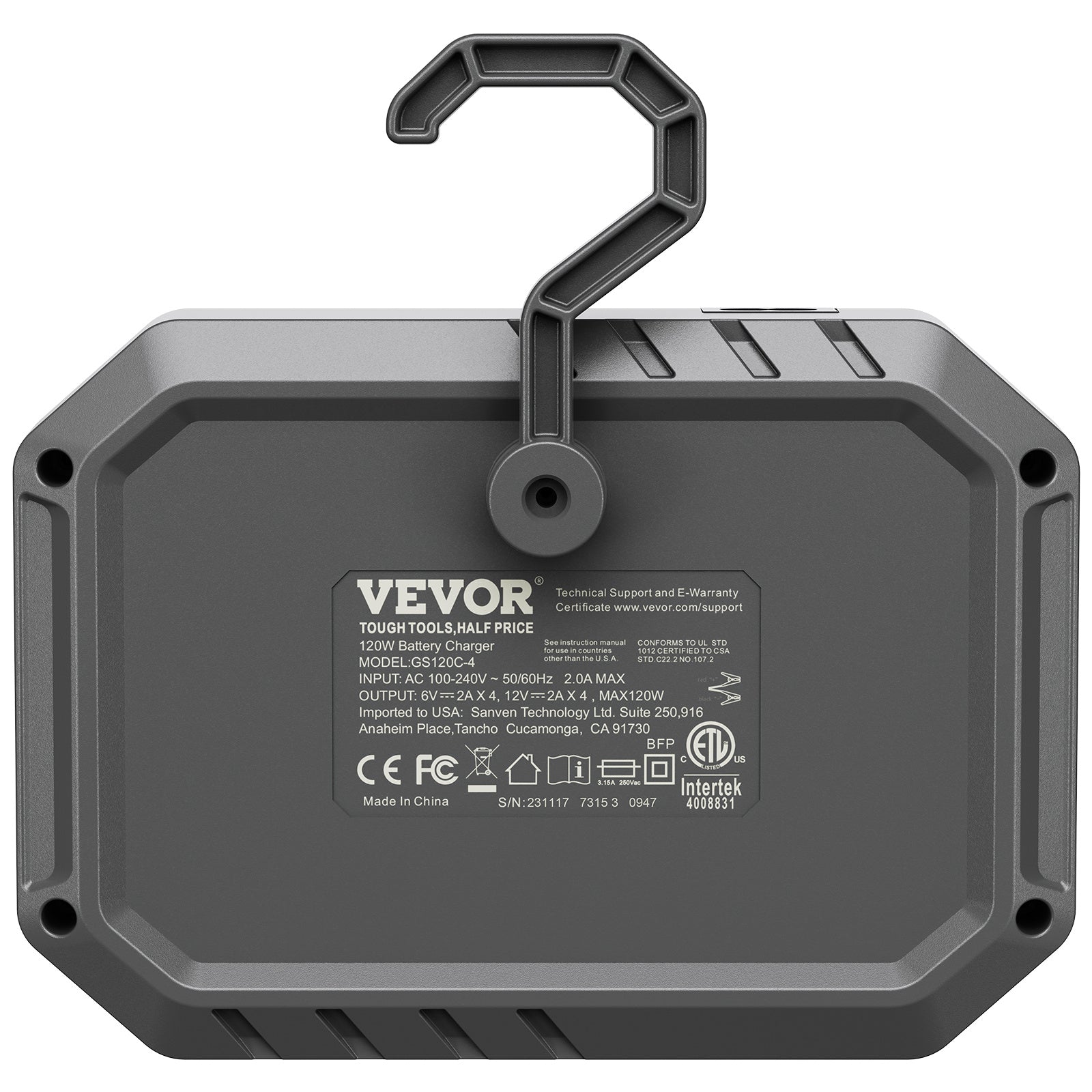 VEVOR Smart Battery Charger, 8-Amp (GS120C-4) — LiFePO4 & Lead-Acid