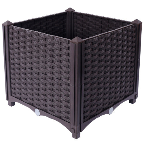 Deep Raised Garden Bed Plastic Planter Boxes For Vegetables Flowers Herbs And Succulents,Self-Watering Planter Box Raised Bed To Grow Flowers, Herbs & Vegetables, 15.7 L X 15.7 D X 14.7 H