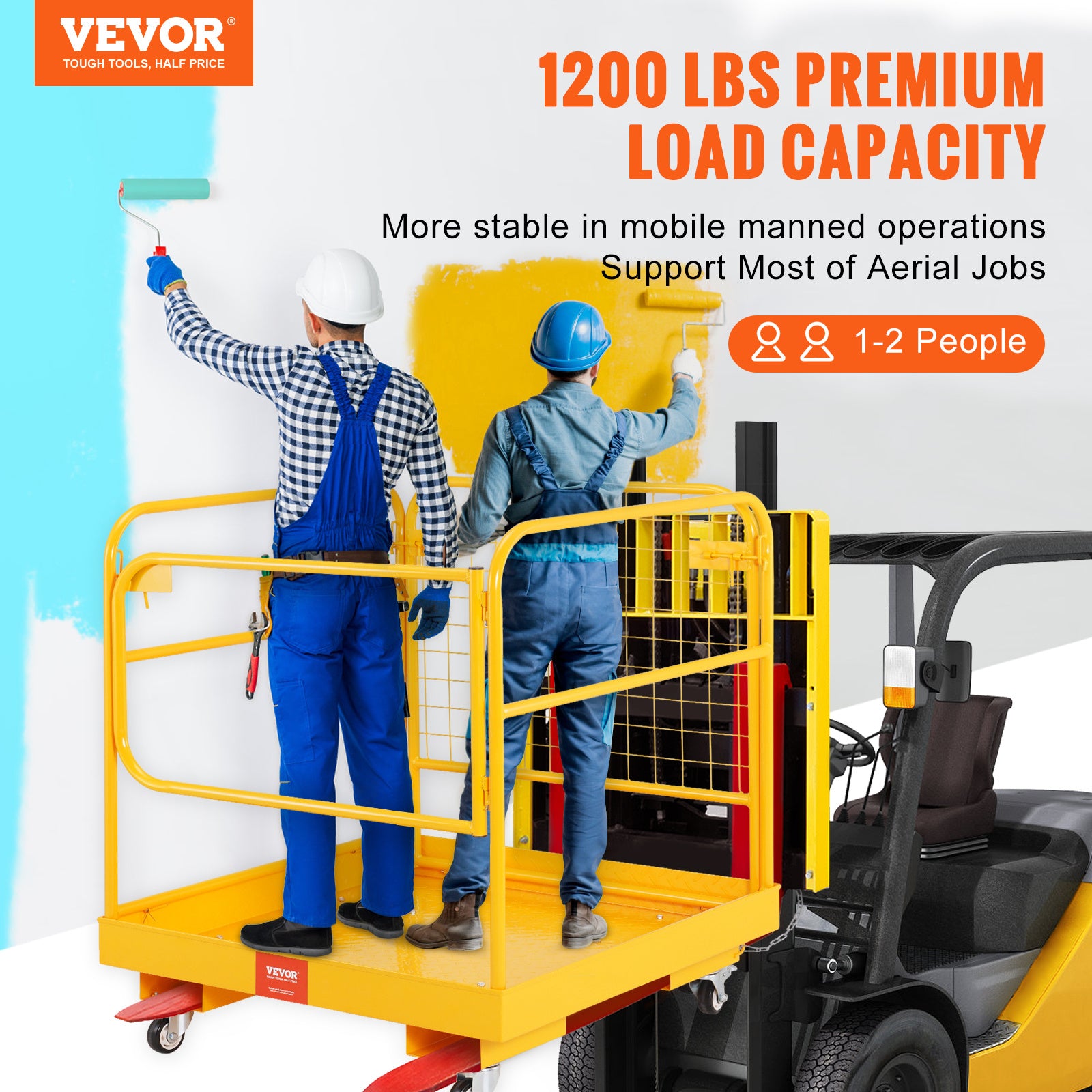 VEVOR Forklift Safety Cage, 1200 Lbs, 36 x 36 in Folding Work Platform