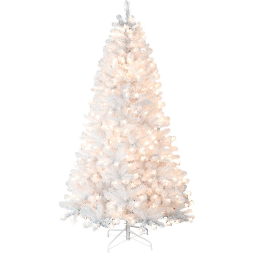 Prelit 7.5 / 9 ft White PVC Christmas Tree - Memory Wire
