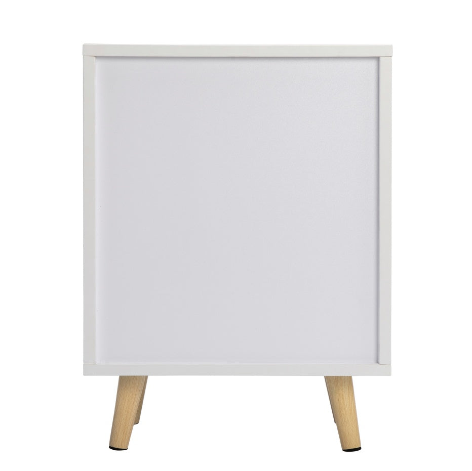 Set Of 2 Bedside Cupboards With 1 Drawer & Storage Shelf For Indoor Use - White