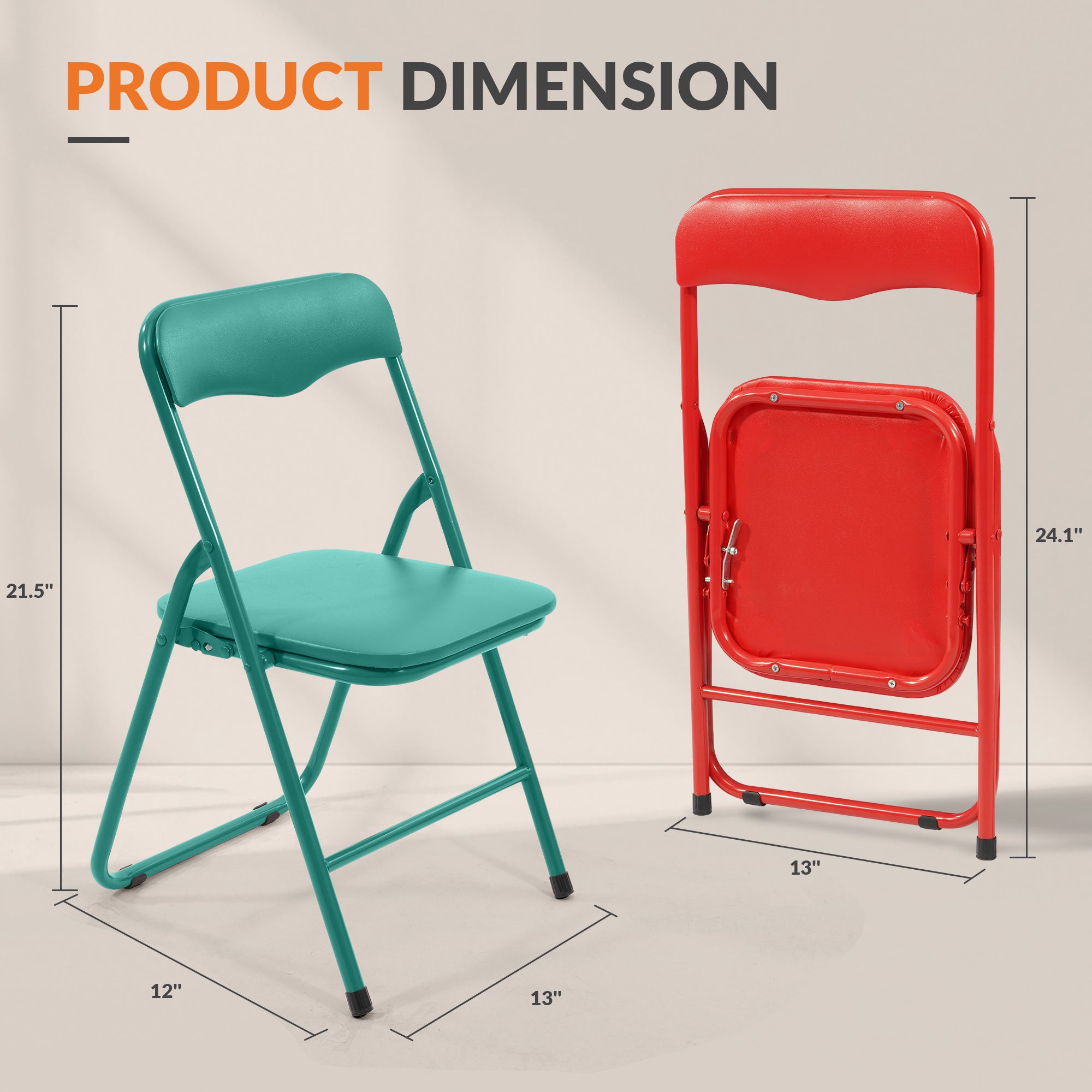yuting Pack of 2 Kids Folding Chairs — Foam Padded Steel Frame (Green & Red)