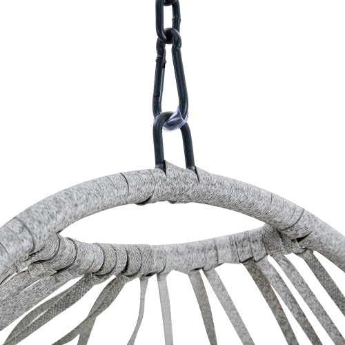 GR Heavy-Duty Iron Hanging Wicker Egg Chair — Single-Person Indoor/Outdoor Swing (Light Gray)