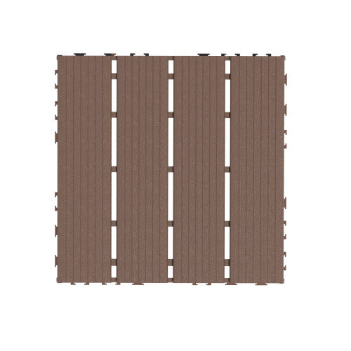 Plastic Interlocking Deck Tiles 44 Pack 12x12 Brown - View 4