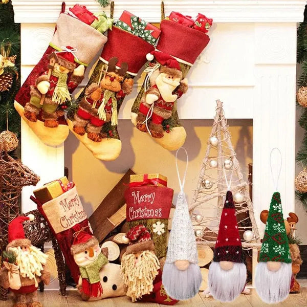 12 Pcs Christmas Gnomes Hanging Ornaments Tomte Plush Faceless Gnome Xmas Tree Wall Table Decor