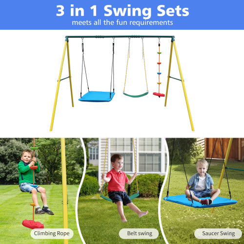 CYDD 3‑in‑1 Indoor/Outdoor Metal Swing Set with Safety Belt