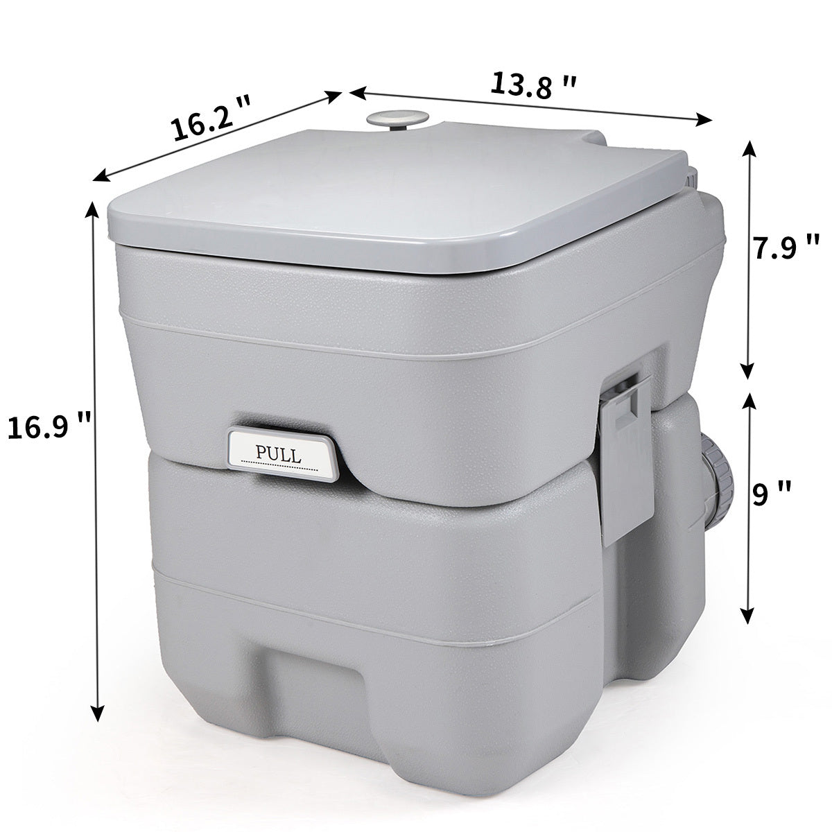 5 Gallon Portable Toilet for Outdoor Camping & Travel Flush Potty (Gray)
