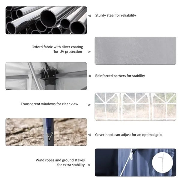 10' x 20' Pop-Up Canopy Party Tent with 4 Sidewalls - Blue