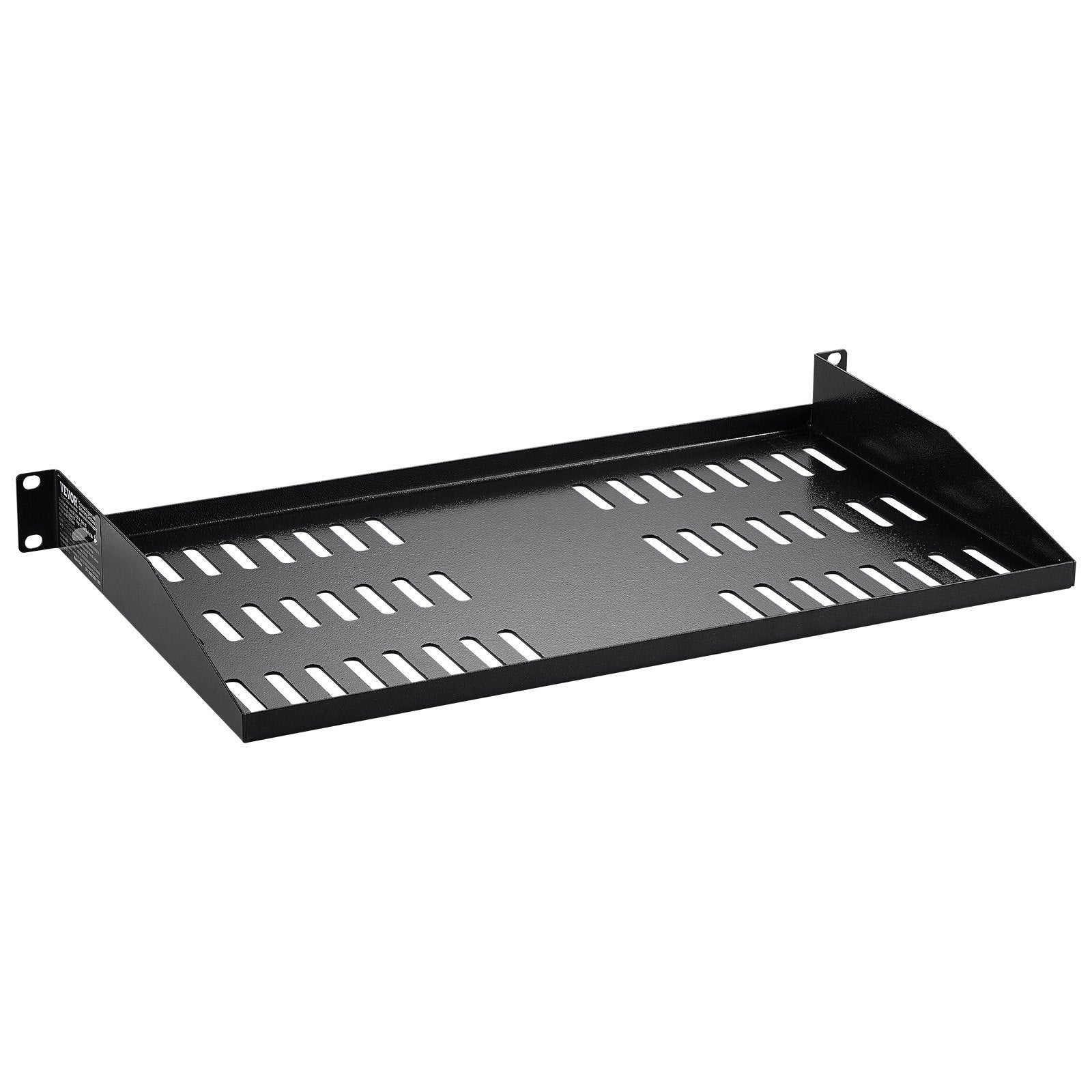 VEVOR 2PCS 1U Vented Server Rack Shelf Tray (19" 10" Depth) - Black