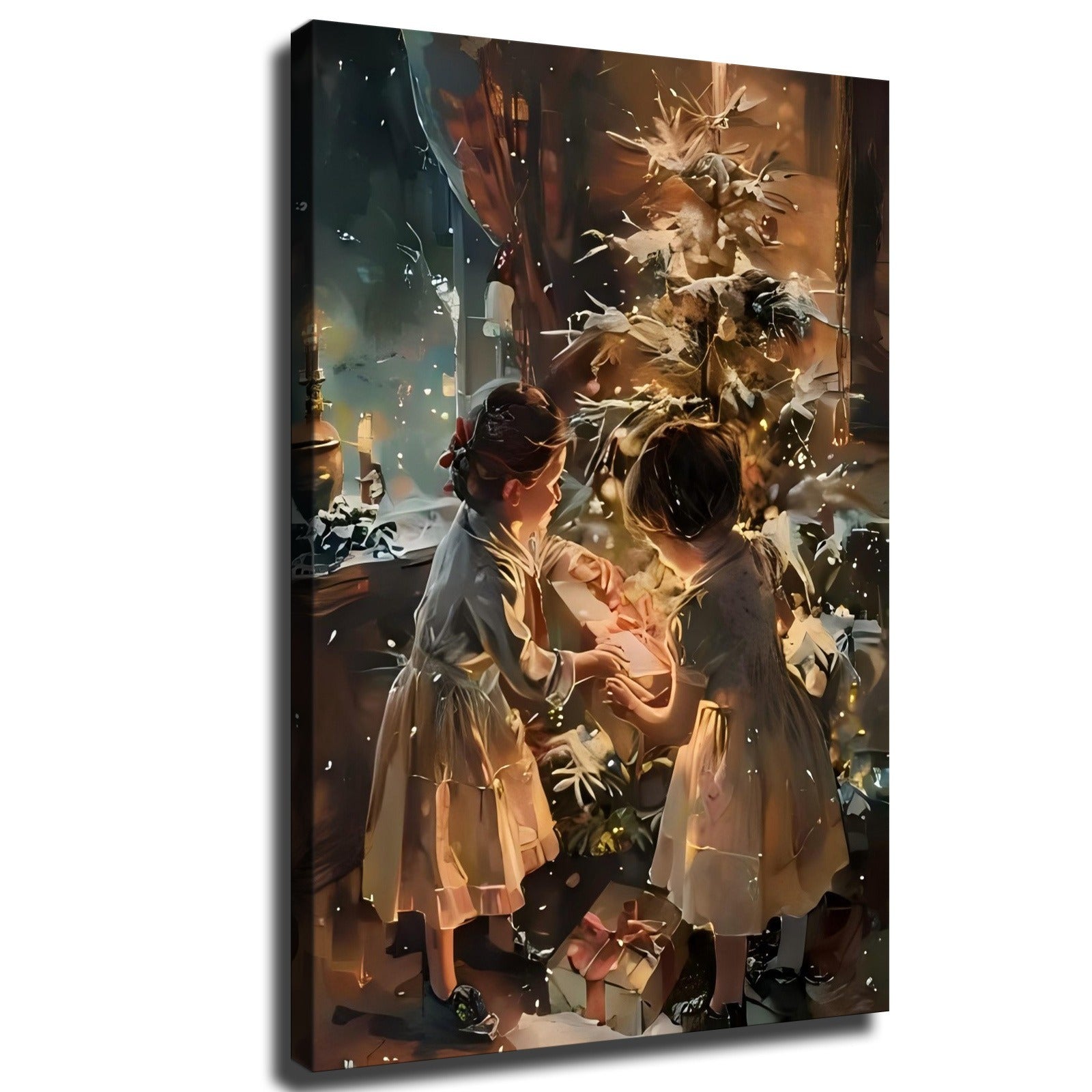 tjkp Wrapped Canvas Painting — Pine Frame Holiday Wall Decor (Multiple Sizes)