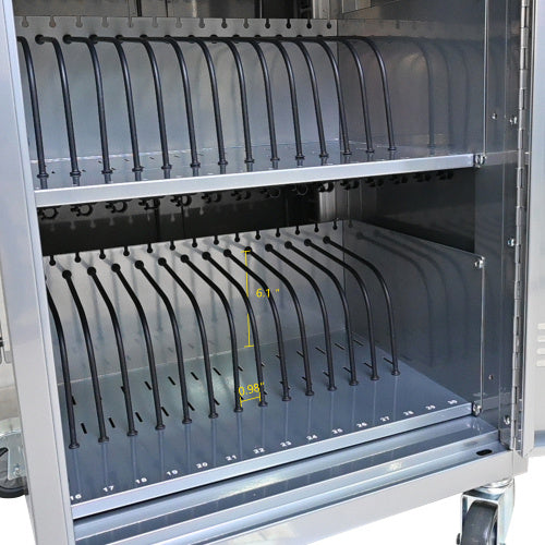 Mobile Charging Cart And Cabinet For Tablets Laptops 35-Device B30PLUS - Silver