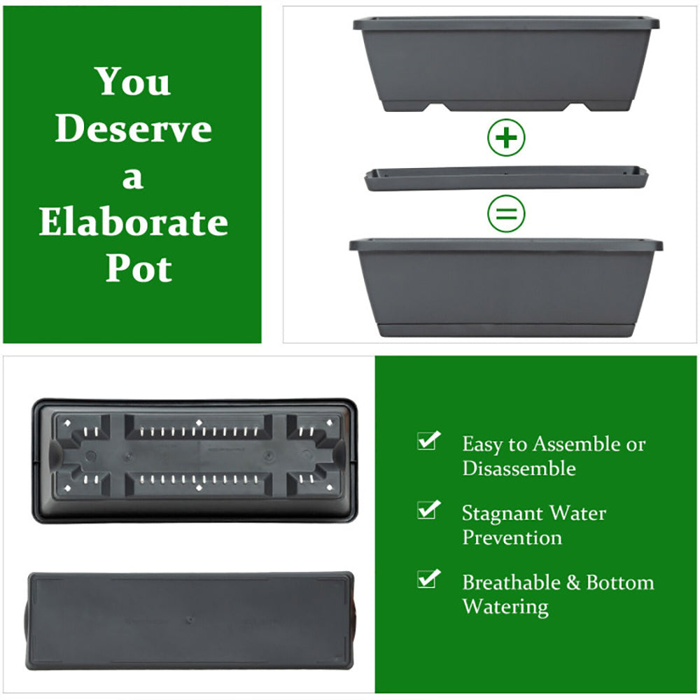 Coocosh Elegant Planter Pot with PE Netting for Drainage, Gray, 12 inches long, showcasing its modular design in a clean, minimalistic perspective.