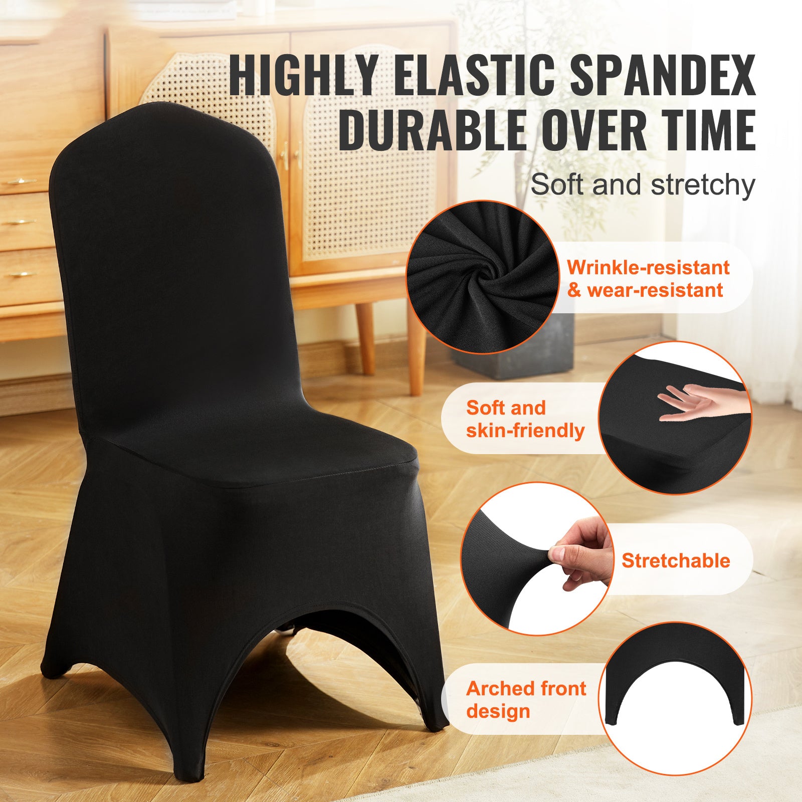 VEVOR Stretch Spandex Folding Chair Covers — Universal Black (50pcs)